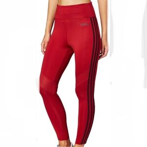 Adidas Women's Red Leggings with Black Stripes